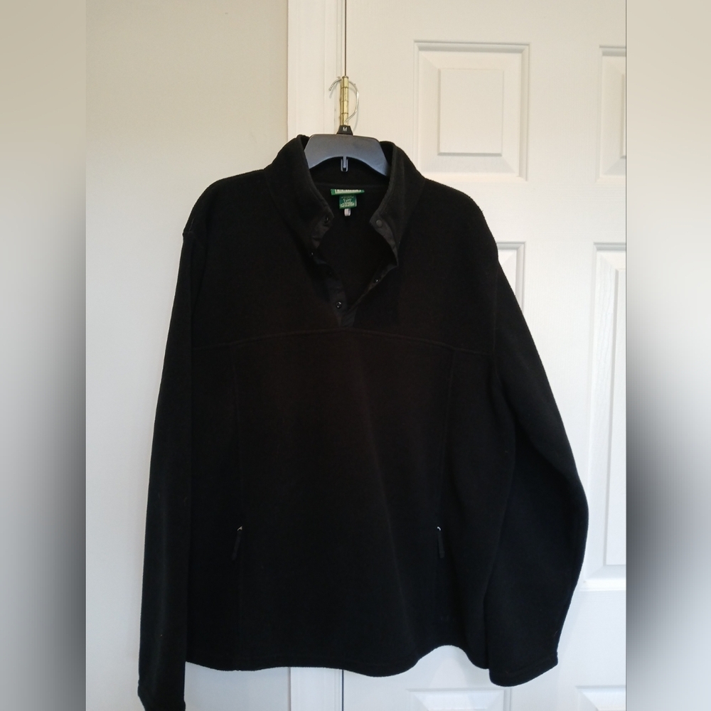 LL Bean Polartec Black Pullover Fleece Snap-Neck Mens XL Tall